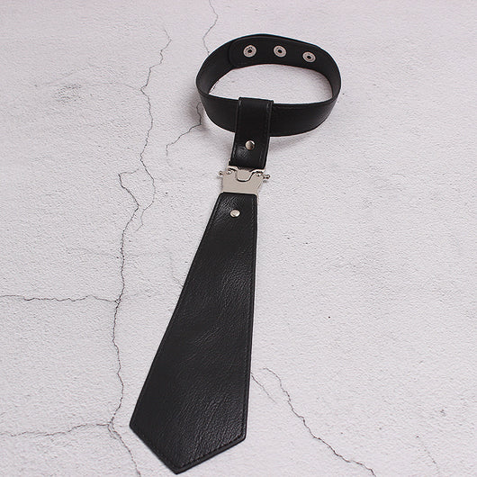 Corbata de Cuero Negro con Hebilla de Metal Punk Estilo Pareja Ajustable