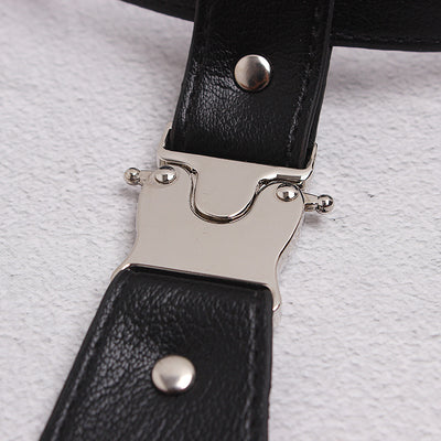 Corbata de Cuero Negro con Hebilla de Metal Punk Estilo Pareja Ajustable - Image 3