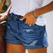 Shorts de Mezclilla Elásticos Cintura Media con Rotos