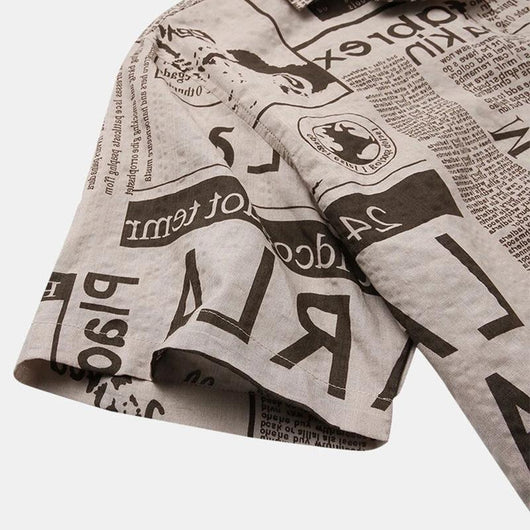 Camisa Hawaiana Vintage Estampado Periódico Talla 3XL para Hombre - Image 10