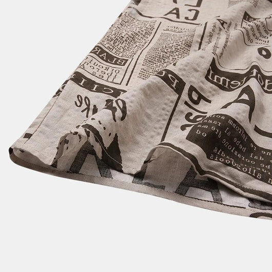 Camisa Hawaiana Vintage Estampado Periódico Talla 3XL para Hombre - Image 3