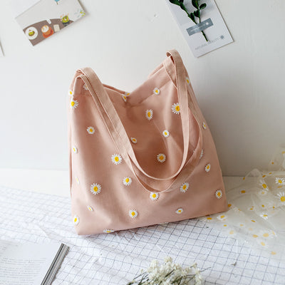 Bolso de Lona para Mujer con Diseño de Margarita - Bolso de Hombro Único Estilo Coreano - Image 8