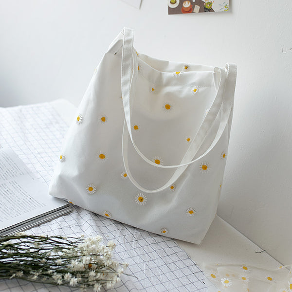 Bolso de Lona para Mujer con Diseño de Margarita - Bolso de Hombro Único Estilo Coreano - Image 3