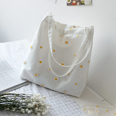 Bolso de Lona para Mujer con Diseño de Margarita - Bolso de Hombro Único Estilo Coreano - Image 3