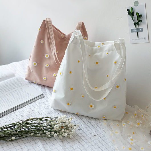 Bolso de Lona para Mujer con Diseño de Margarita - Bolso de Hombro Único Estilo Coreano - Image 4