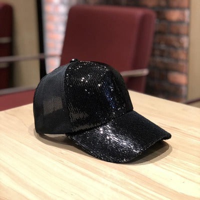 Gorra Beisbolera Coreana Verano Mujer con Lentejuelas y Malla Ajustable - Image 8