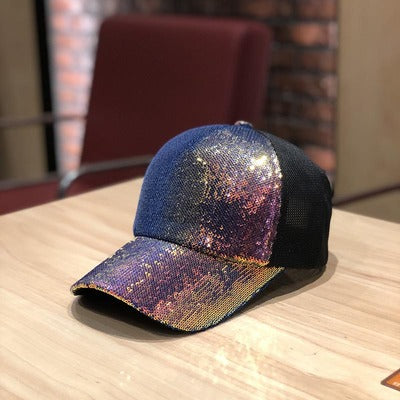 Gorra Beisbolera Coreana Verano Mujer con Lentejuelas y Malla Ajustable - Image 4
