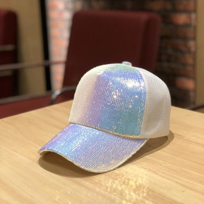 Gorra Beisbolera Coreana Verano Mujer con Lentejuelas y Malla Ajustable - Image 2