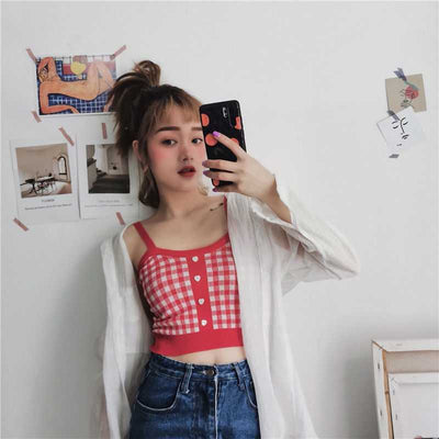 Camiseta Interior Coreana Estilo Hong Kong con Cuadros - Ajuste Perfecto - Image 31
