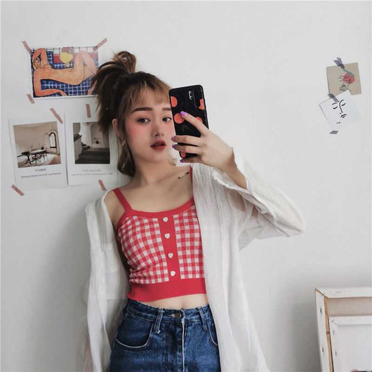 Camiseta Interior Coreana Estilo Hong Kong con Cuadros - Ajuste Perfecto - Image 13