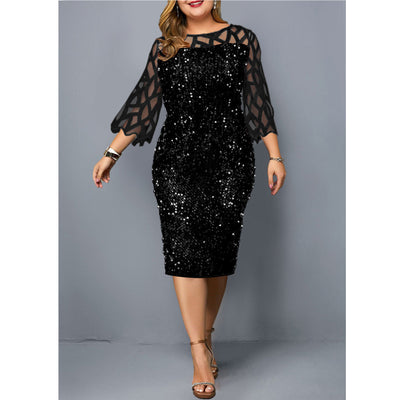 Vestido de Fiesta Talla Grande con Lentejuelas