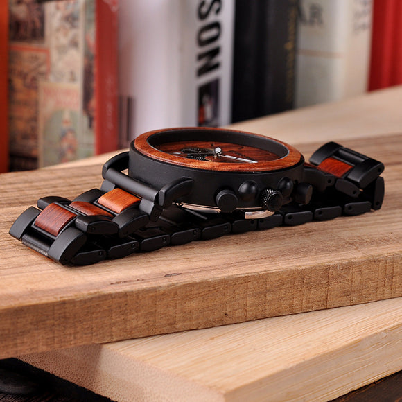 Reloj de Madera Multifunción con Tres Esferas - Diseño Elegante para Hombre