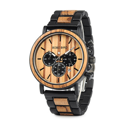 Reloj de Madera Multifunción con Tres Esferas - Diseño Elegante para Hombre
