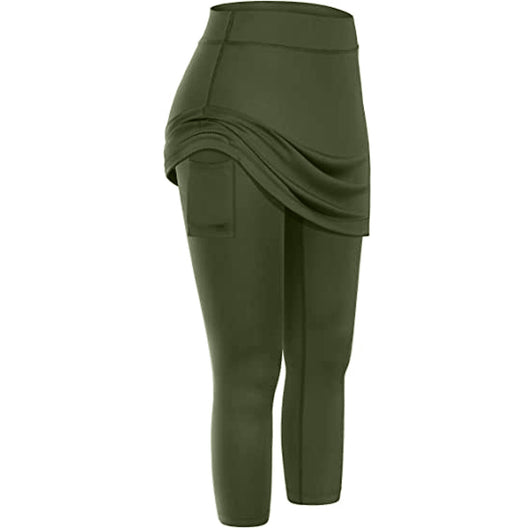 Leggings Capri Deportivos con Falda y Bolsillos para Mujer - Image 17