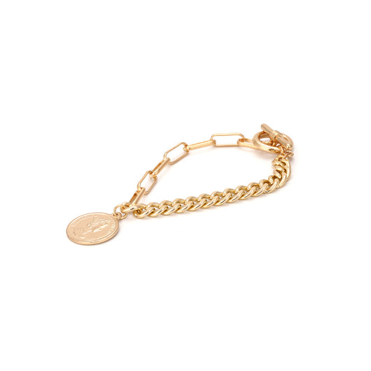 Pulsera de Moneda Retrato con Cadena Asimétrica en Metal - Image 9