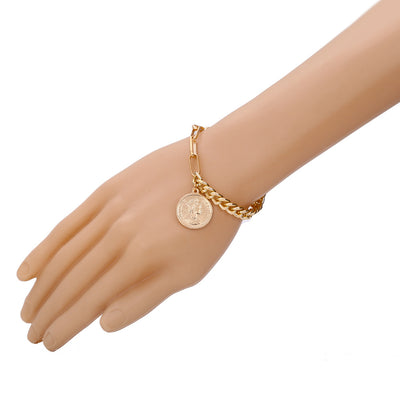 Pulsera de Moneda Retrato con Cadena Asimétrica en Metal - Image 6