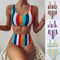 Bikini de Cintura Alta con Estampado a Rayas