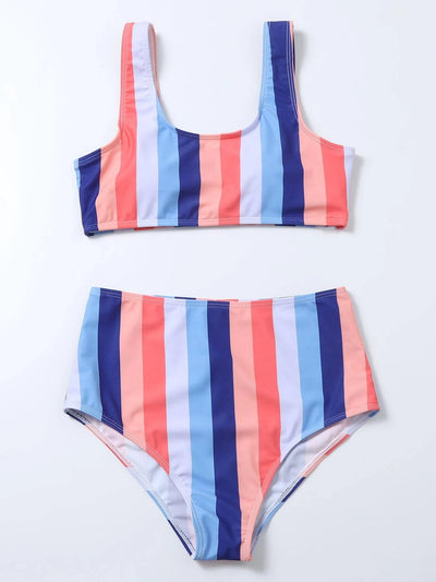 Bikini de Cintura Alta con Estampado a Rayas - Image 5