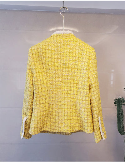 Abrigo Tweed Corto para Mujer Otoño Invierno con Cuello de Pie y Doble Botonadura - Image 5