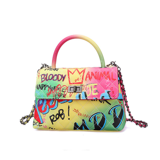 Bolso de Mano Mujer con Diseño Graffiti Pintado