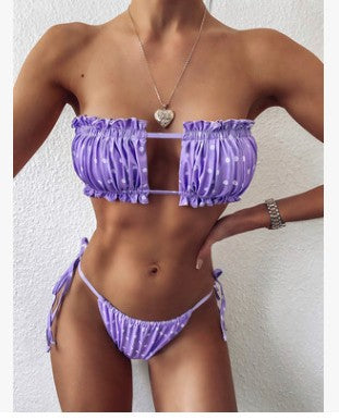 Bikini Sexy con Aberturas y Tanga Gruesa Moda de Playa