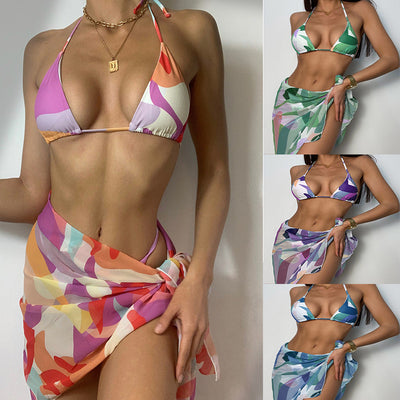 Conjunto de Bikini de Tres Piezas con Amarre en Espalda Descubierta y Recortes - Image 5