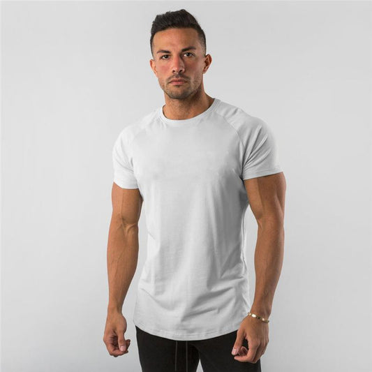 Playera Deportiva de Manga Corta Fitness Colores Sólidos Estilo Europeo