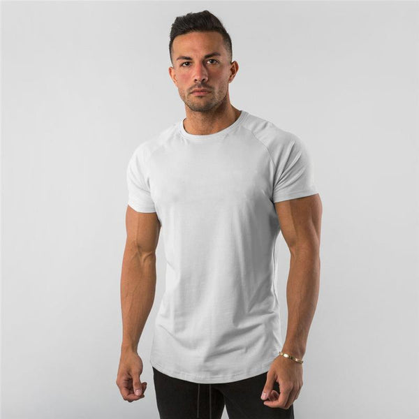 Playera Deportiva de Manga Corta Fitness Colores Sólidos Estilo Europeo