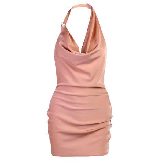 Vestido de Fiesta Satinado Escote V Espalda Descubierta Mini Sin Mangas - Image 21