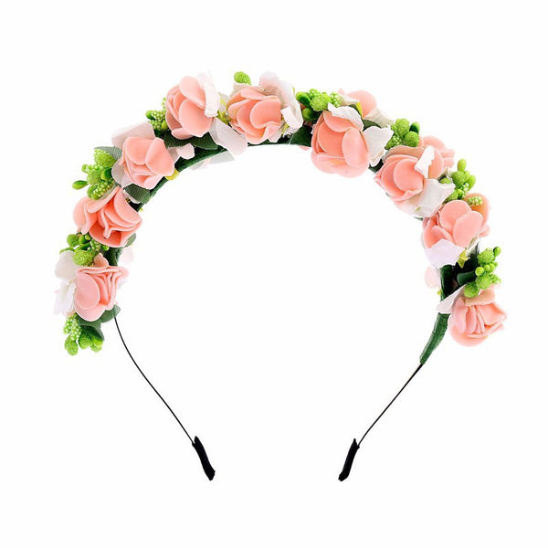 Corona de Flores Doble Fresa con Diadema de Flores Silvestres