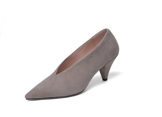 Zapatos de Tacón Alto Punta Afilada Escote Profundo para Mujer