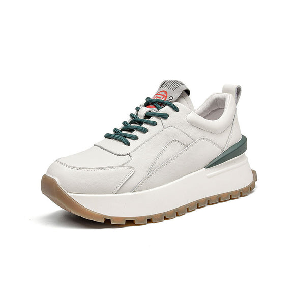 Zapatos Casuales de Cuero Beige con Plataforma