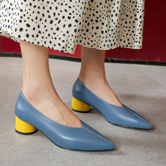 Zapatos Planos de Cuero Ante Punta Fina Estilo Abuela Francesa con Tacón Grueso - Image 11