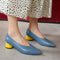 Zapatos Planos de Cuero Ante Punta Fina Estilo Abuela Francesa con Tacón Grueso