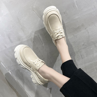Zapatos Plataforma Mujer Cuero Genuino Punta Redonda Cordones Suela Chunky Beautoday - Image 9