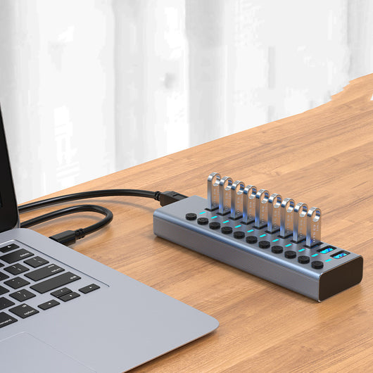 Divisor USB Multi-Interfaz con Interruptor Independiente y Fuente de Alimentación - Image 4