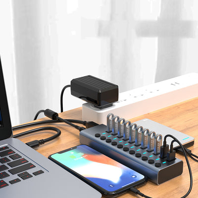 Divisor USB Multi-Interfaz con Interruptor Independiente y Fuente de Alimentación - Image 2