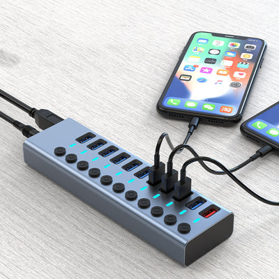Divisor USB Multi-Interfaz con Interruptor Independiente y Fuente de Alimentación - Image 3