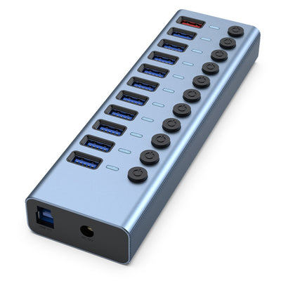 Divisor USB Multi-Interfaz con Interruptor Independiente y Fuente de Alimentación