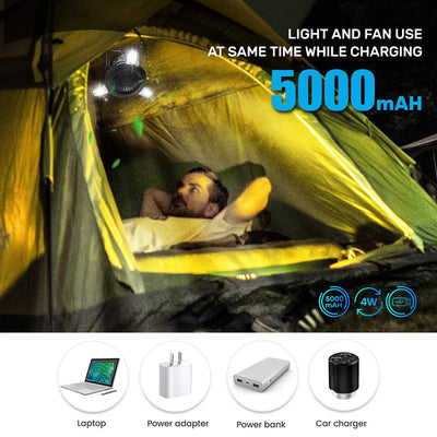 Ventilador Solar Portátil 5000mAh con LED - 4 Velocidades para Camping y Hogar - Image 16