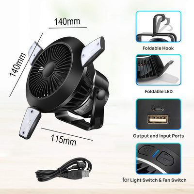 Ventilador Solar Portátil 5000mAh con LED - 4 Velocidades para Camping y Hogar - Image 19