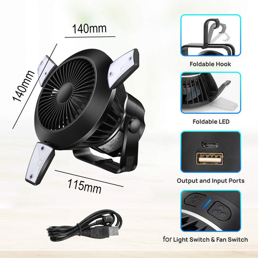 Ventilador Solar Portátil 5000mAh con LED - 4 Velocidades para Camping y Hogar - Image 19