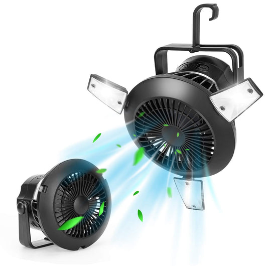 Ventilador Solar Portátil 5000mAh con LED - 4 Velocidades para Camping y Hogar