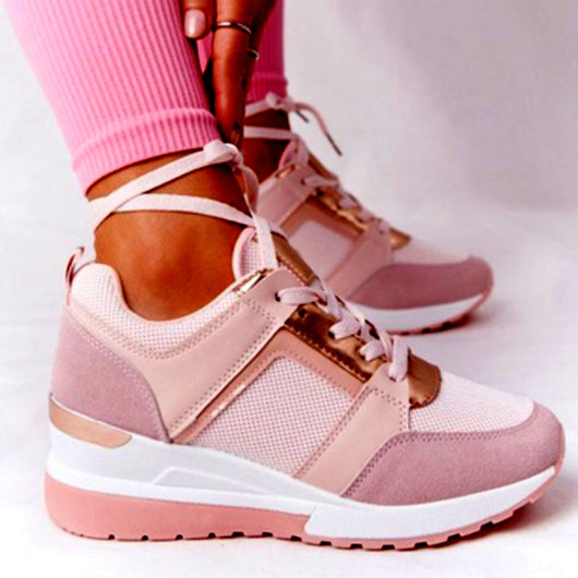 Tenis Plataforma con Cuña Casual - Malla Transpirable con Cordones - Image 2
