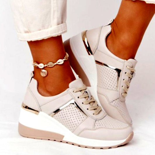 Tenis Plataforma con Cuña Casual - Malla Transpirable con Cordones - Image 5