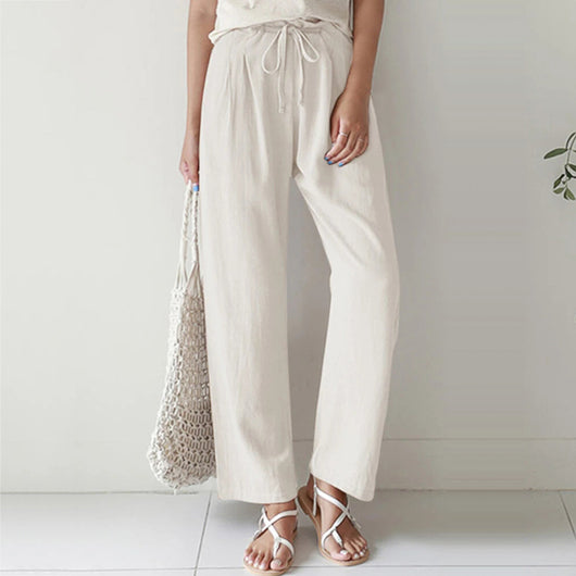 Pantalones de Lino y Algodón con Cintura Elástica para Mujer - Image 7