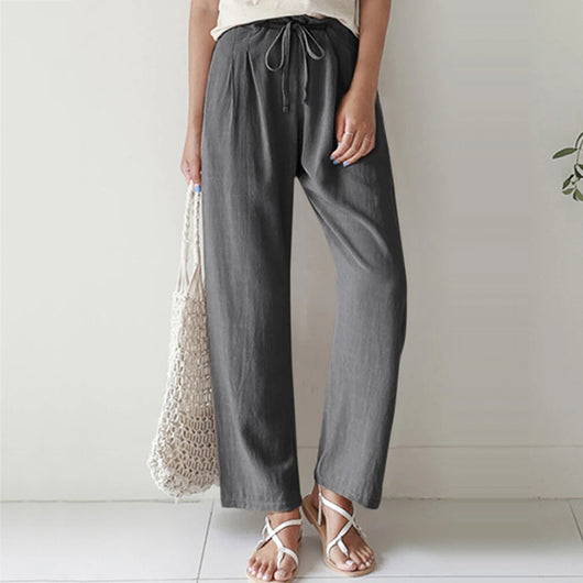 Pantalones de Lino y Algodón con Cintura Elástica para Mujer - Image 11