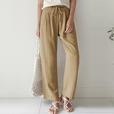 Pantalones de Lino y Algodón con Cintura Elástica para Mujer - Image 2