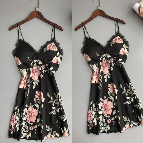 Camisón de Seda y Encaje para Dormir - Lencería Elegante para Mujer