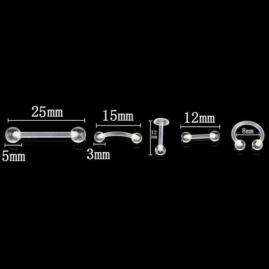 Set de 10 Piercings Acrílicos Invisibles - Multiuso para Ceja, Lengua, Labio y Nariz - Image 6